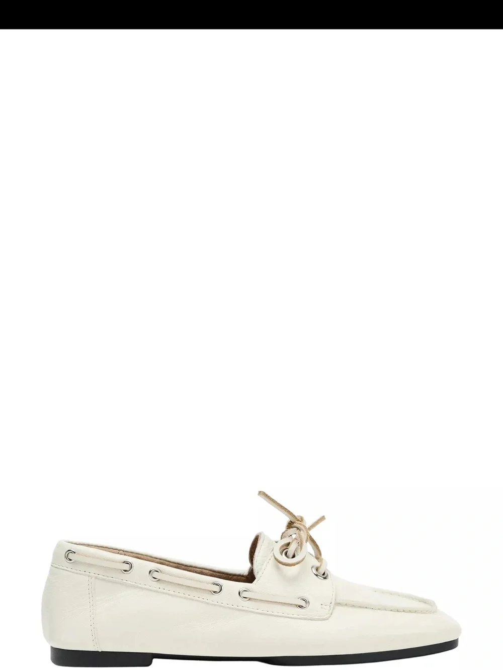 Zara Cream Lace-Tie Boat Loafer
